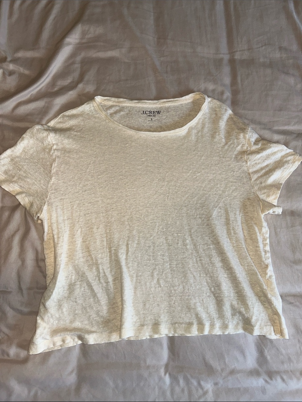 J. Crew Cream Short Sleeve Relaxes Linen Tee Women’s L